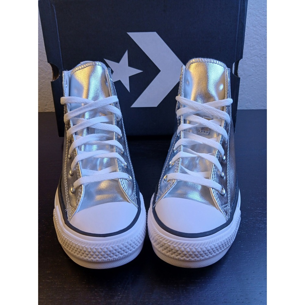 Converse Chuck Taylor All Star Hi Metallic Granite Silver Womens 7.5 A14875C New - Picture 6 of 12